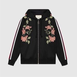 Gucci Black Hoodie with Floral Design